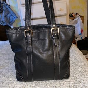 Coach Hampton Satchel Tote Black Leather F11201 (C)